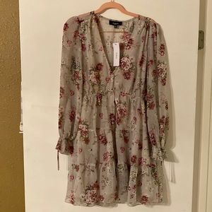Grey and Pink Floral Dress